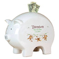 Personalized Piggy Bank with Monkey Boy design