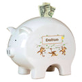 Personalized Piggy Bank with Monkey Boy design