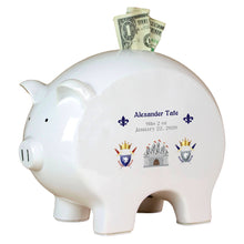 Personalized Piggy Bank with Medieval Castle design