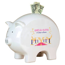 Personalized Piggy Bank with A Star Is Born Pink design