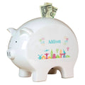 Personalized Piggy Bank with World Travel design
