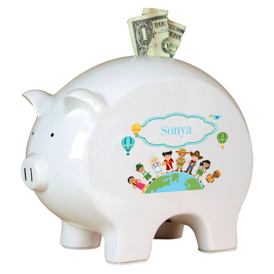 Personalized Piggy Bank with Small World design