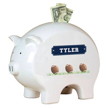 Personalized Piggy Bank with Footballs design