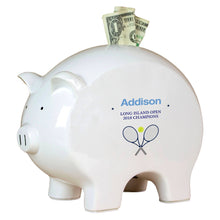 Personalized Piggy Bank with Tennis design