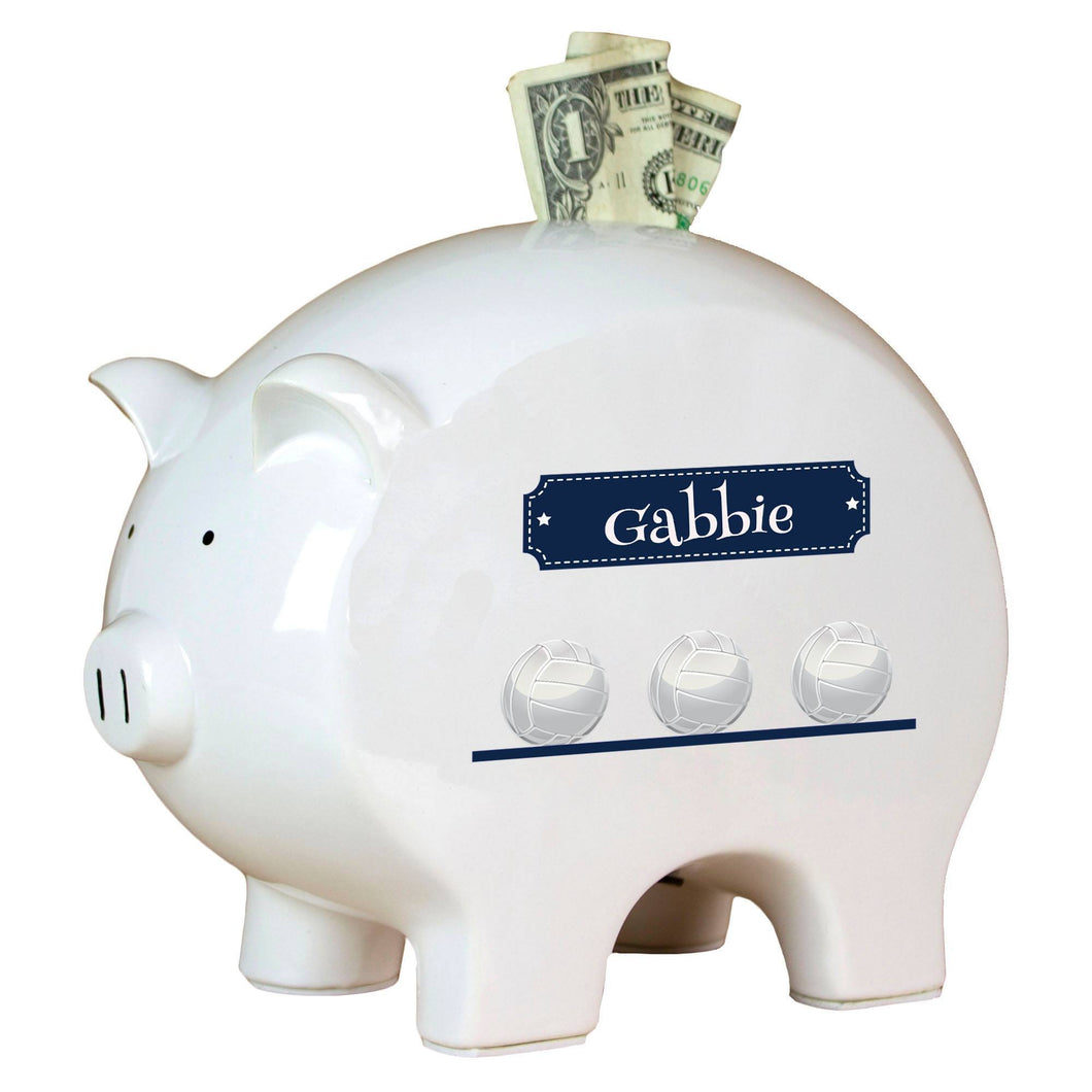 Personalized Piggy Bank with Volley Balls design