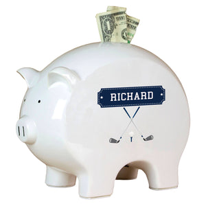 Personalized Piggy Bank with Golf design