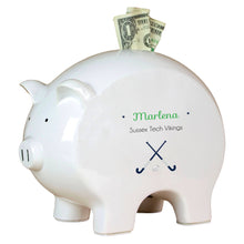 Personalized Piggy Bank with Field Hockey design