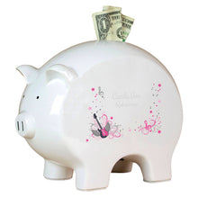 Personalized Piggy Bank with Pink Rock Star design