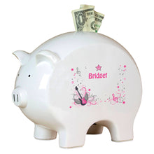 Personalized Piggy Bank with Pink Rock Star design