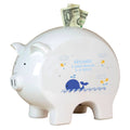 Personalized Piggy Bank with Blue Whale design