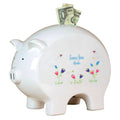 Personalized Piggy Bank with English Garden design
