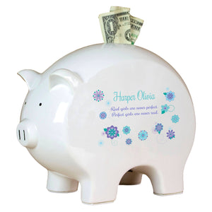 Personalized Piggy Bank with Florascope design