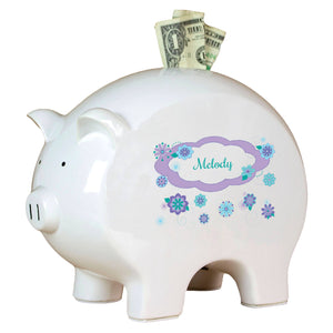 Personalized Piggy Bank with Florascope design