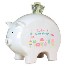 Personalized Piggy Bank with Sweet Treats design