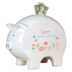 Personalized Piggy Bank with Sweet Treats design