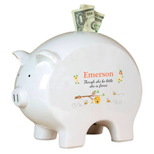 Personalized Piggy Bank with Honey Bees design