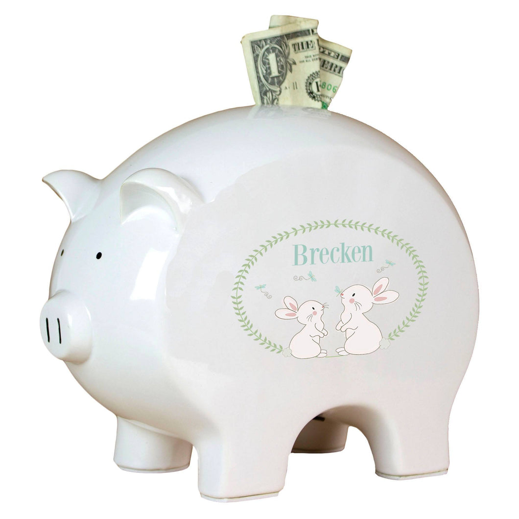 Personalized Piggy Bank with Classic Bunny design