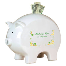 Personalized Piggy Bank with Shamrock design
