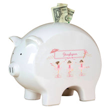 Personalized Piggy Bank with Ballerina Brunette design