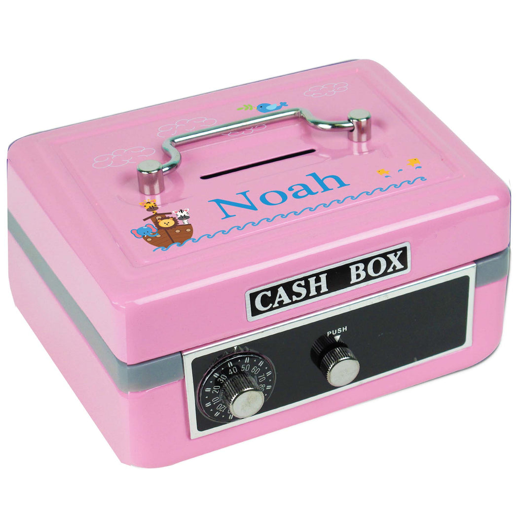 Personalized Pink Cash Box with Noahs Ark design