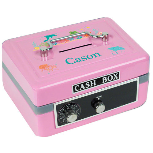Personalized Sea life childrens Pink Cash Box