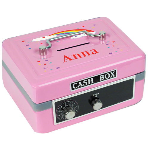 Personalized Rainbow Childrens Pink Cash Box