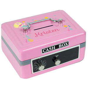 Personalized Blonde Mermaid Princess Childrens Pink Cash Box