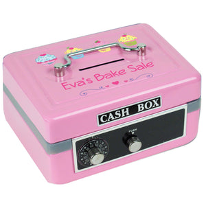 Personalized Cupcakes Childrens Pink Cash Box