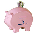 Personalized Pink Piggy Bank with Gymnastics design