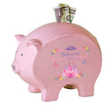 Personalized Pink Piggy Bank with Princess Castle design