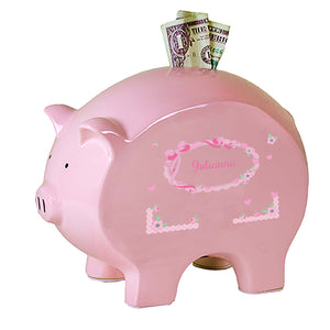 Personalized Pink Piggy Bank with Pink Bow design