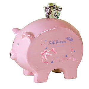 Personalized Pink Piggy Bank with Ballet Princess design