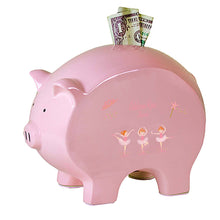 Personalized Pink Piggy Bank with Ballerina Red Hair design