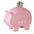 Personalized Pink Piggy Bank with Ballerina Brunette design