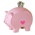 Personalized Pink Piggy Bank with Single Heart design