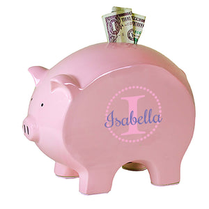 personalized pink piggy bank 700 pink circle ll