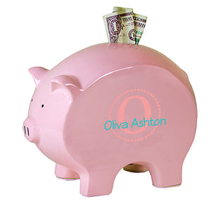 personalized pink piggy bank 703 coral circle ll