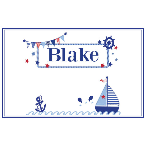 Personalized Placemat with Boys Sailboat design