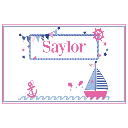 Personalized Placemat with Pink Sailboat design