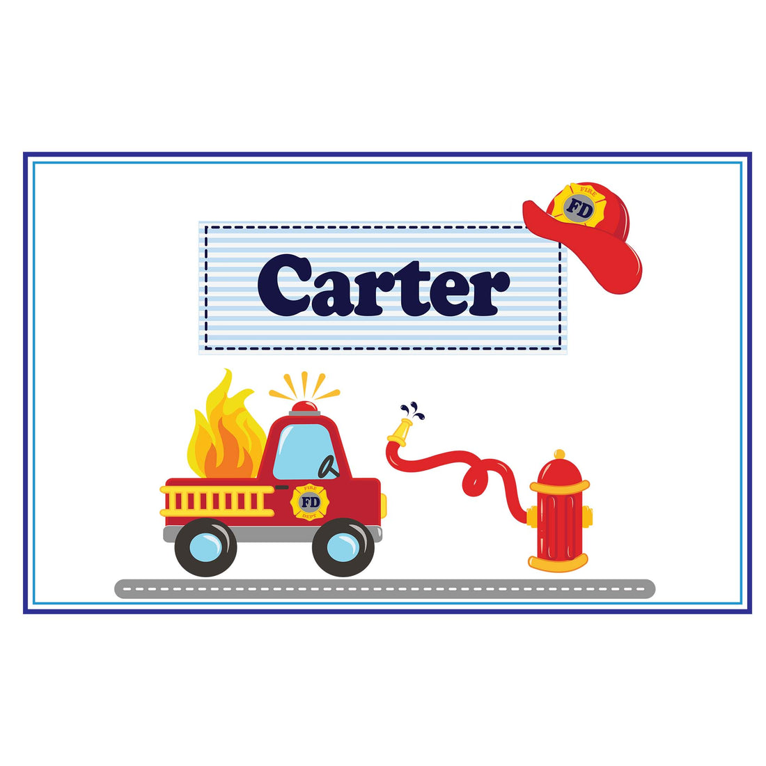 Personalized Placemat with Fire Truck design