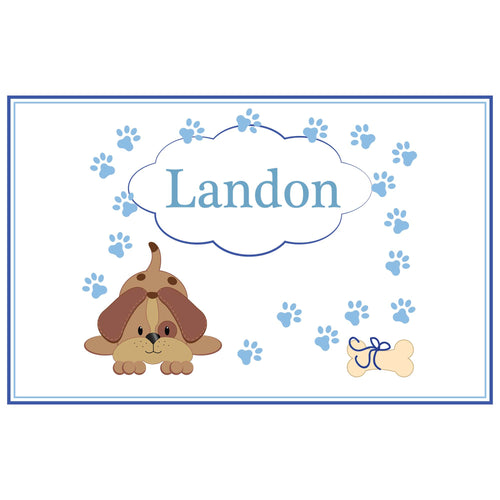 Personalized Placemat with Blue Puppy design