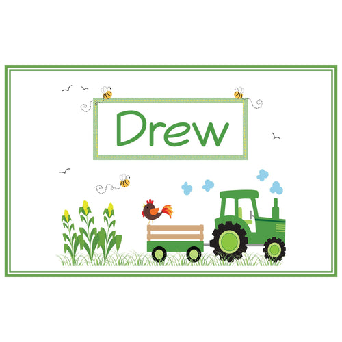 Personalized Placemat with Green Tractor design