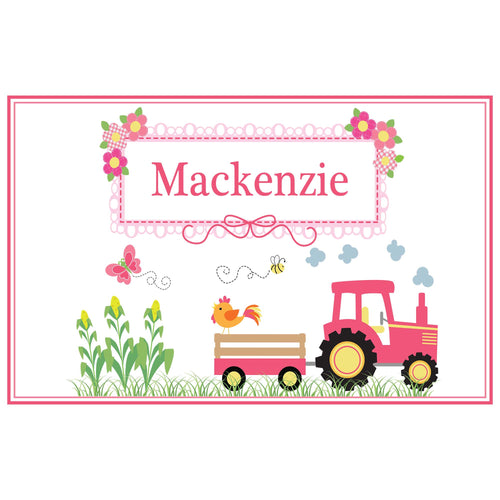 Personalized Placemat with Pink Tractor design