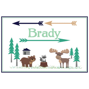 Personalized Placemat with North Woodland Critters design