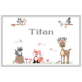 Personalized Placemat with Gray Woodland Critters design