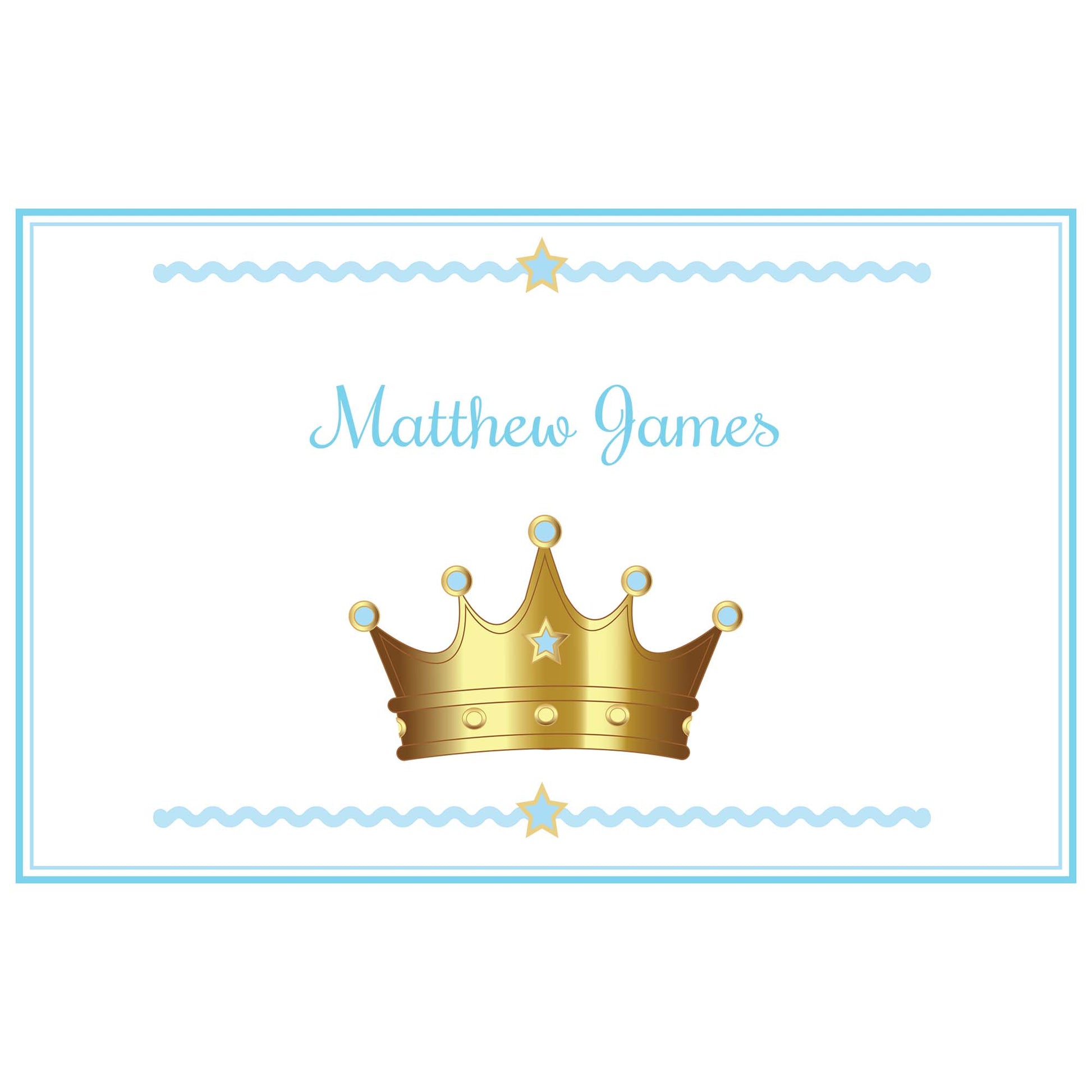 Personalized Placemat with Prince Crown Blue design