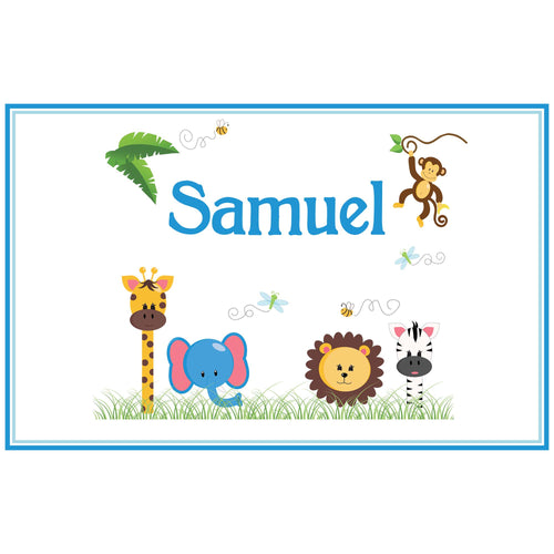 Personalized Placemat with Jungle Animals Boy design