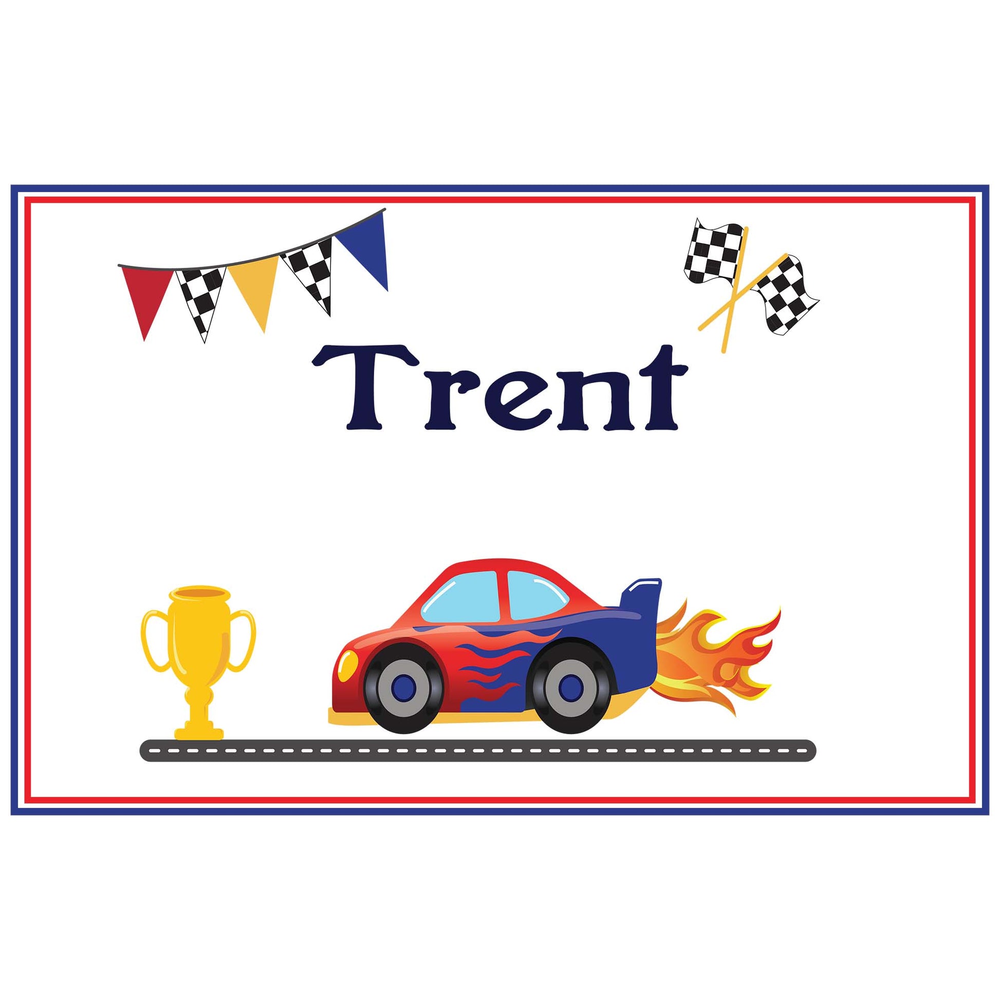 Personalized Placemat with Race Cars design