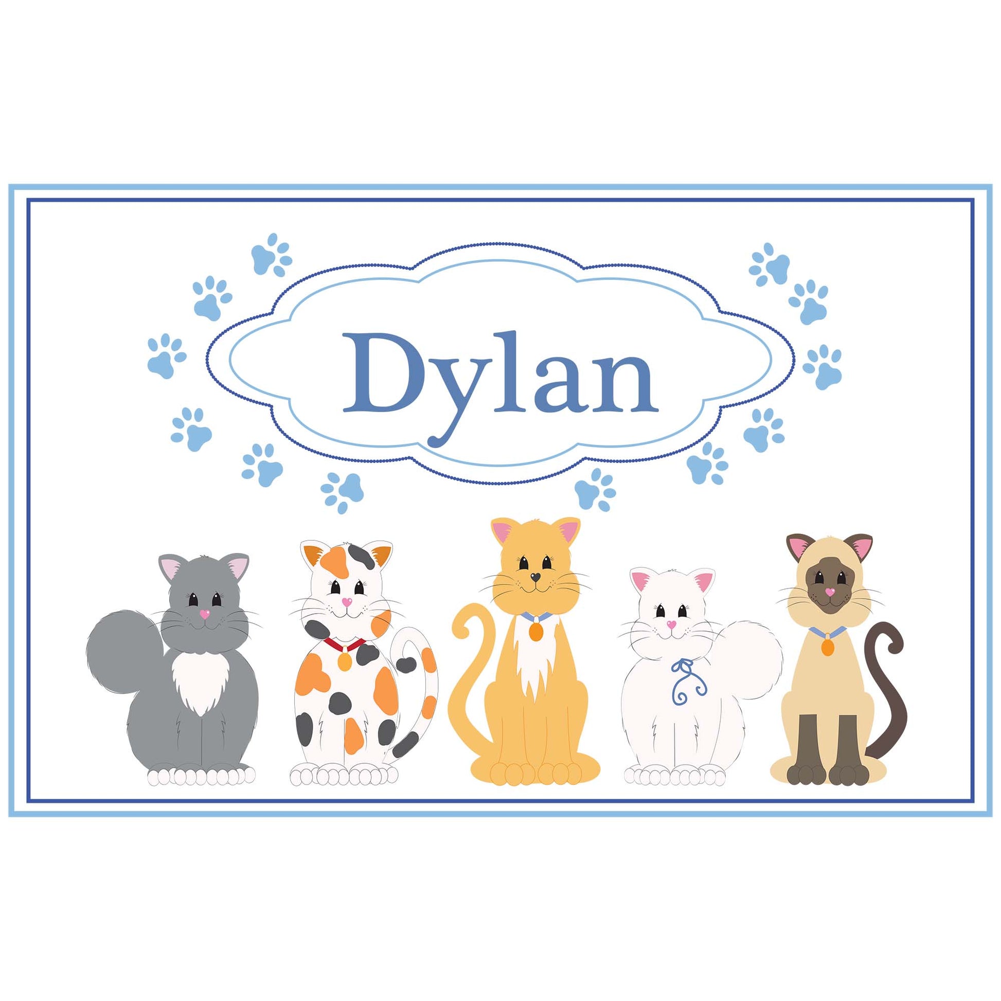 Personalized Placemat with Blue Cats design