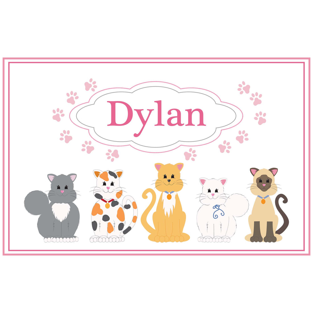 Personalized Placemat with Pink Cats design